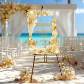 Pearl & Gold Seashell Welcome Wedding Acrylic Sign Acryl Bord