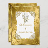 Pearl Gold White Cross Heilige Communie roos Damas Kaart (Voorkant / Achterkant)