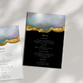 Pearl Golden Agaat Geode Bruiloft Diner Menu Kaart