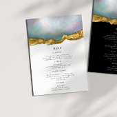 Pearl Golden Agaat Geode Bruiloft Diner Menu Kaart