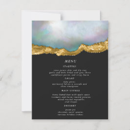 Pearl Golden Agaat Geode Bruiloft Diner Menu Kaart