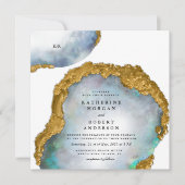 Pearl Golden Agaat Geode bruiloft uitnodiging (Voorkant)