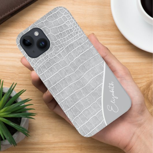Pearl Gray Crocodile Persoonlijk Case-Mate iPhone Case