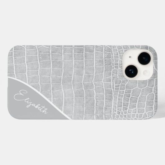 Pearl Gray Crocodile Persoonlijk Case-Mate iPhone Case (Achterkant (horizontaal))