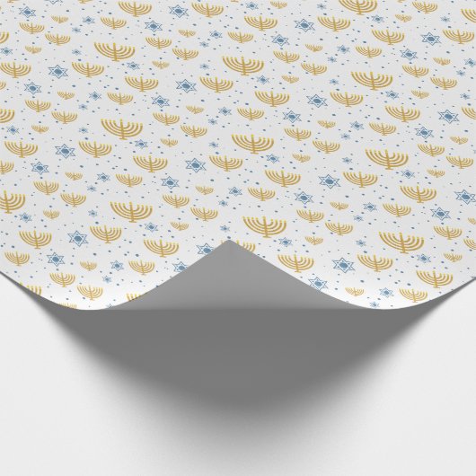 Pearl Gray Hanukkah Menorah Star van David Pattern Cadeaupapier (Hoek)