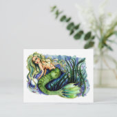 Pearl  Groene Zeemeermin Briefkaart (Staand voorkant)