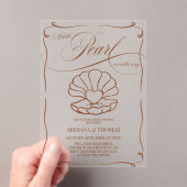 Pearl Hand Drawn Baby shower Acryl Uitnodigingen (Insitu (Draagbaar))