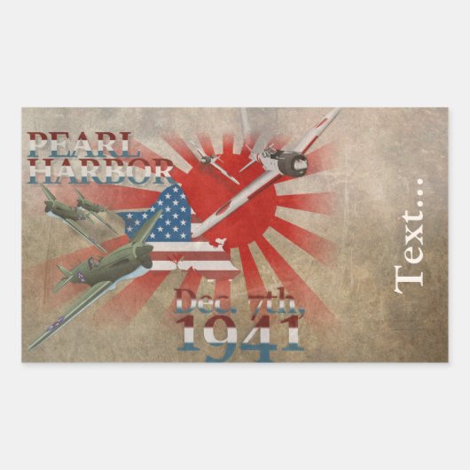 Pearl Harbor 7 december 1941 Rechthoekige Sticker (Voorkant)
