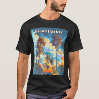 Pearl Harbor Hawaii Palm Trees Beach T-shirt