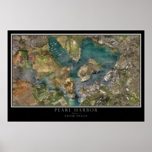 Pearl Harbor Hawaii Satellite Poster Map (Voorkant)