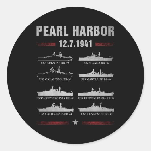 Pearl Harbor slagschip herdenkingsdag 7 december Ronde Sticker (Voorkant)
