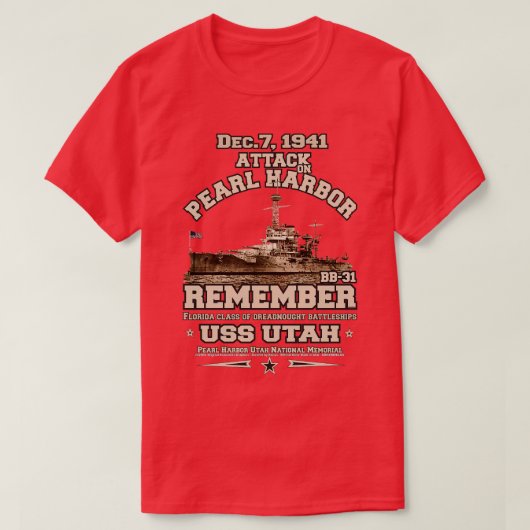 Pearl Harbor USS Utah BB31 T-shirt (Design voorkant)