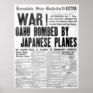 Pearl Harbour Attack Newspaper Poster