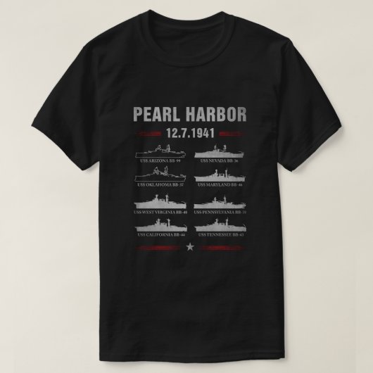 Pearl Harbour Battlehip Memorial Day December T-shirt (Design voorkant)