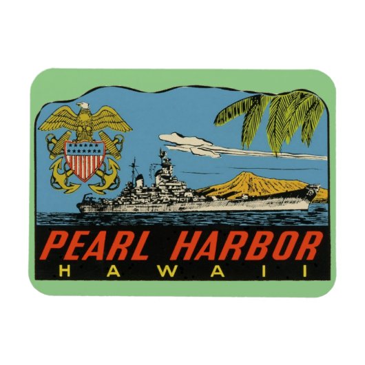 Pearl Harbour, Hawaii Vintage Flexible Travel Magneet (Horizontaal)