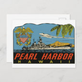 Pearl Harbour, Hawaii Vintage Travel Briefkaart (Voorkant / Achterkant)