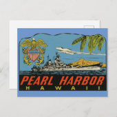 Pearl Harbour, Hawaii Vintage Travel Briefkaart (Voorkant / Achterkant)