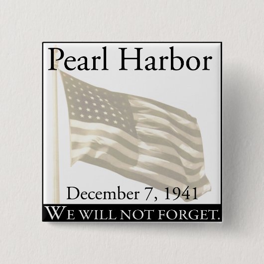 Pearl Harbour Vierkante Button 5,1 Cm (Voorkant)