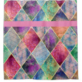 Pearl Harlequin Herringbone Trippie Hippie Rainbow Douchegordijn (Voorkant)