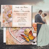 Pearl Hart Sinaasappel Rozen & Vlinders Bruiloft Kaart