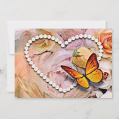 Pearl Hart Sinaasappel Rozen & Vlinders Bruiloft Kaart (Achterkant)