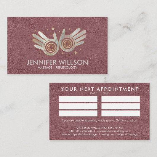 Pearl Healing Hands Energy Spiral Appointment Visitekaartje (Voorkant / Achterkant)