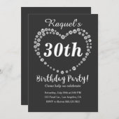 Pearl Heart Elegant Verjaardagsfeest Uitnodiging (Voorkant / Achterkant)