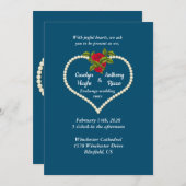 Pearl Heart en Red Roses Valentijn Wedding Kaart (Voorkant / Achterkant)