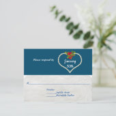 Pearl Heart en Red Roses Valentijn Wedding RSVP Kaart (Staand voorkant)