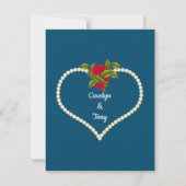 Pearl Heart en Red Roses Valentijn Wedding RSVP Kaart (Achterkant)