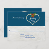 Pearl Heart en Red Roses Valentijn Wedding RSVP Kaart (Voorkant / Achterkant)