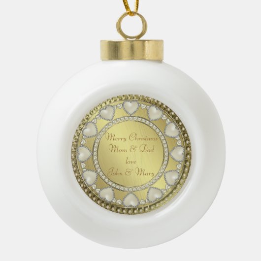 Pearl Heart Gold-keramisch Ornament (Voorkant)