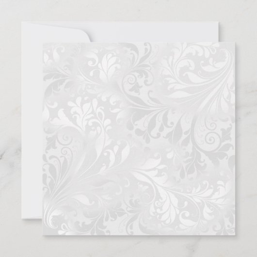 Pearl Hearts en Rozen Damask Wedding Kaart (Achterkant)