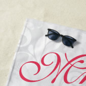 Pearl Hearts en Rozen Damask Wedding Strandlaken (In situ)