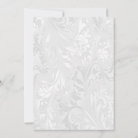 Pearl Hearts & Flowers Damask bruiloft receptie Kaart (Achterkant)