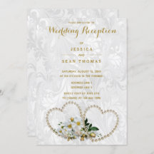 Pearl Hearts & Flowers Damask bruiloft receptie