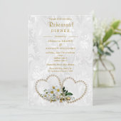 Pearl Hearts & Flowers Damask Repetitie Diner Kaart (Staand voorkant)