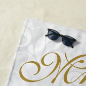 Pearl Hearts & Flowers Damask Wedding Strandlaken (In situ)