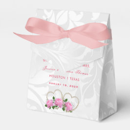 Pearl Hearts & Rozen Damask Bruiloft Bedankdoosjes