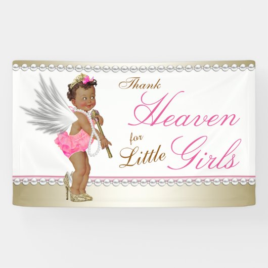 Pearl High Heel Princess Angel Etnisch Baby shower Spandoek (Horizontaal)