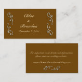 Pearl Icing op Mocha Wedding Website Card Informatiekaartje (Voorkant / Achterkant)