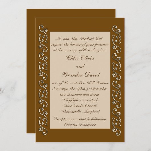 Pearl Icing op uitnodiging van Mocha Wedding (Voorkant / Achterkant)