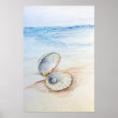 Pearl In Clam Shell Ocean Beach Waves  Poster (Voorkant)
