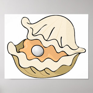 Pearl in een oester Poster