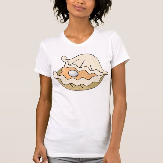 Pearl in een oester vrouw t-shirt (Voorkant)