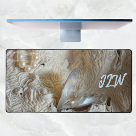 Pearl in oester en natuurlijk Zee - koraal fotogra Bureaumat