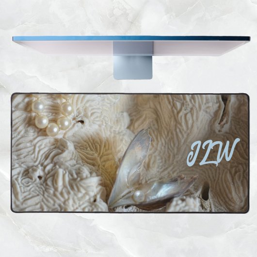 Pearl in oester en natuurlijk Zee - koraal fotogra Bureaumat