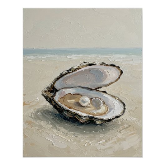 Pearl in Oyster by the Sea – Coastal Serenity Pain Perfect Poster (Voorkant)