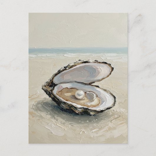 Pearl in Oyster – Coastal Tranquility Postcard Briefkaart (Voorkant)