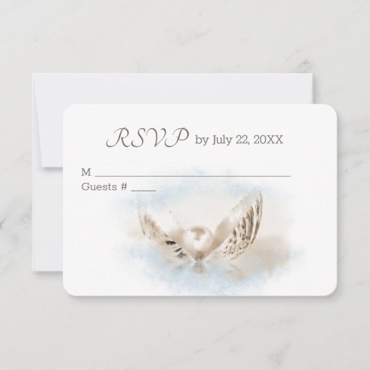 Pearl in Seashell RSVP Weddenschap (Voorkant)